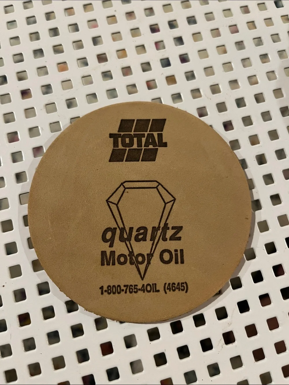 VINTAGE Total Brown Coaster Set — Quartz Motor Oil Design, 15 pc